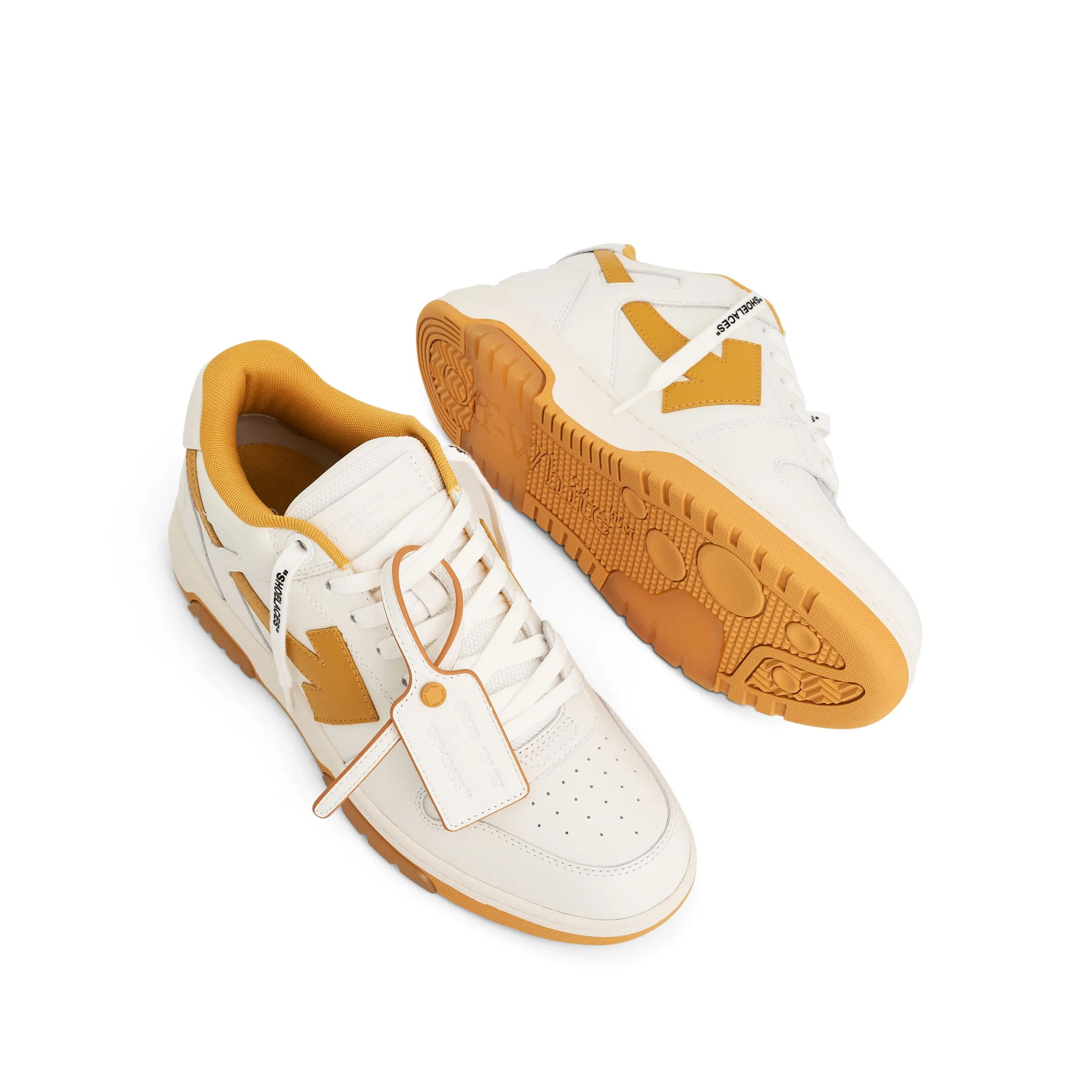 Out of Office Calf Leather Sneaker in White/Ocher sold by MARAIS product image thumbnail 4