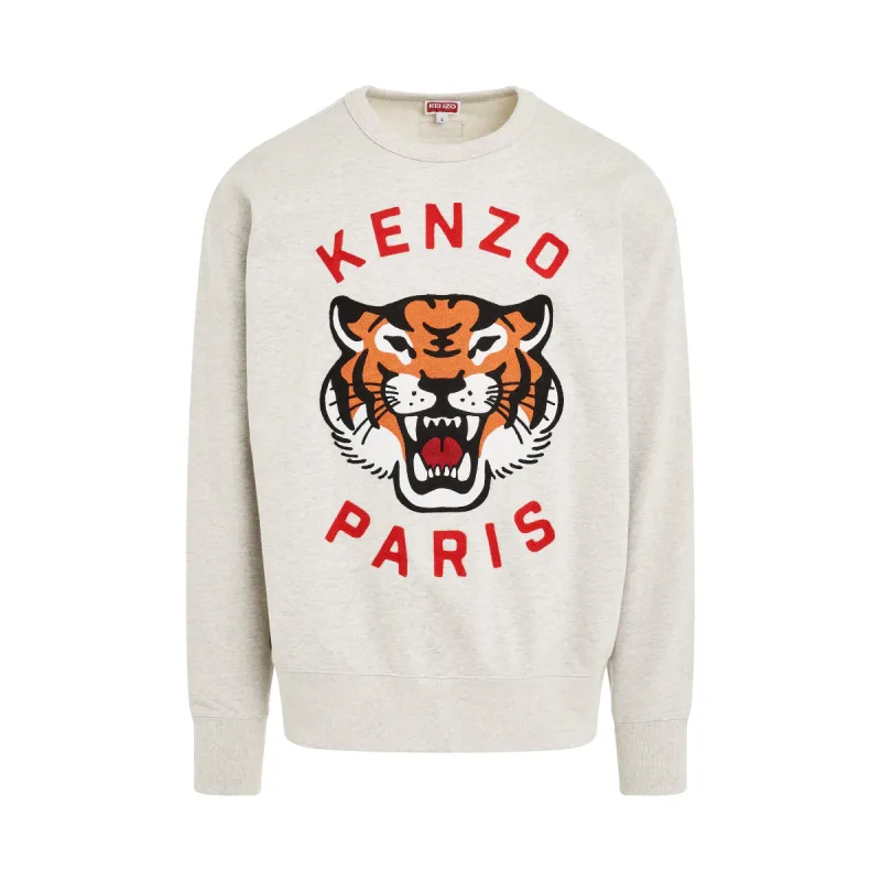Lucky Tiger Oversized Sweatshirt in Pale Grey sold by MARAIS