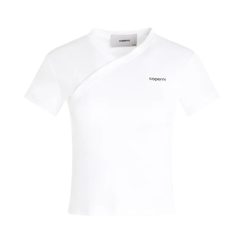 V Neck Line T-Shirt in White sold by MARAIS
