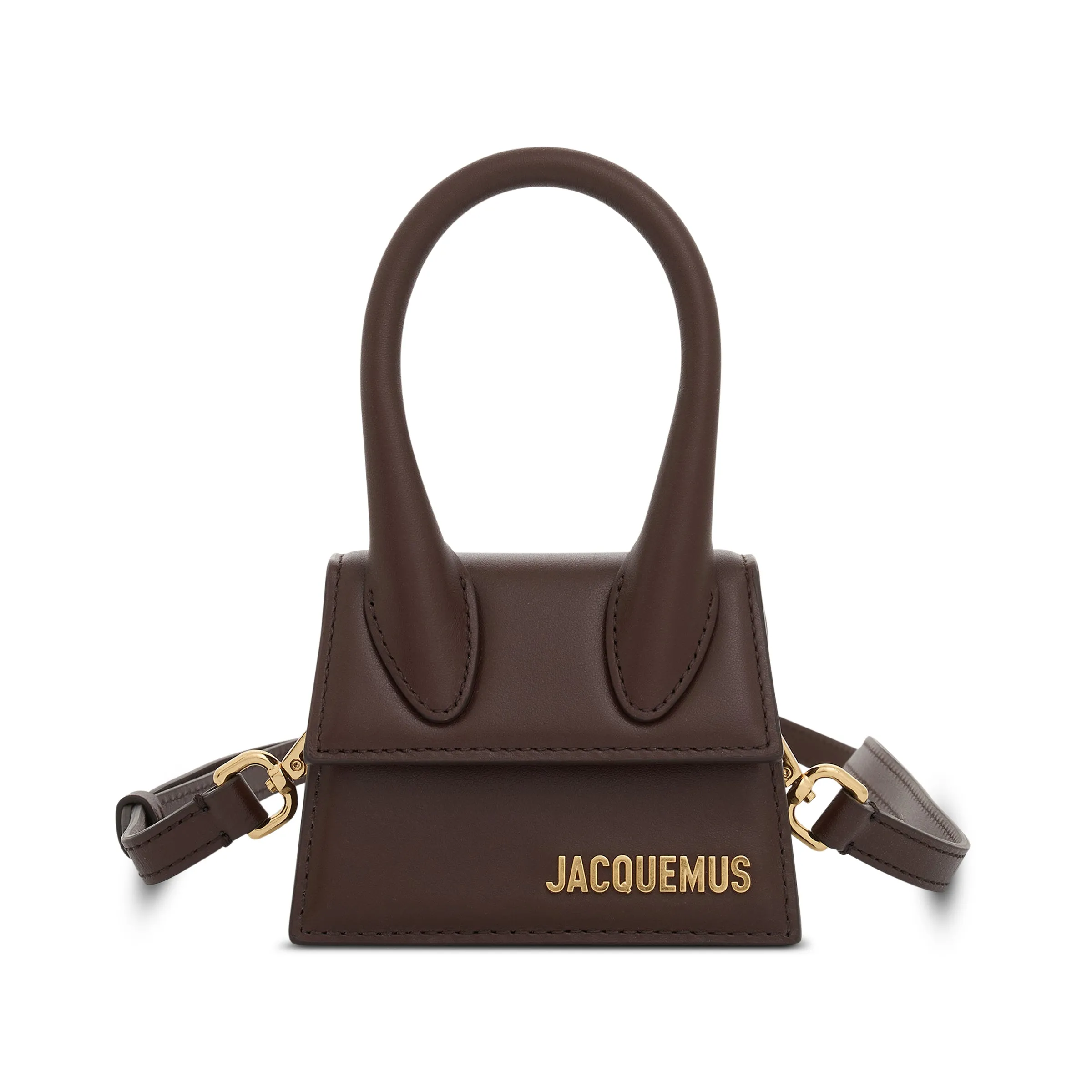 Le Chiquito Mini Leather Bag in Midnight Brown sold by MARAIS