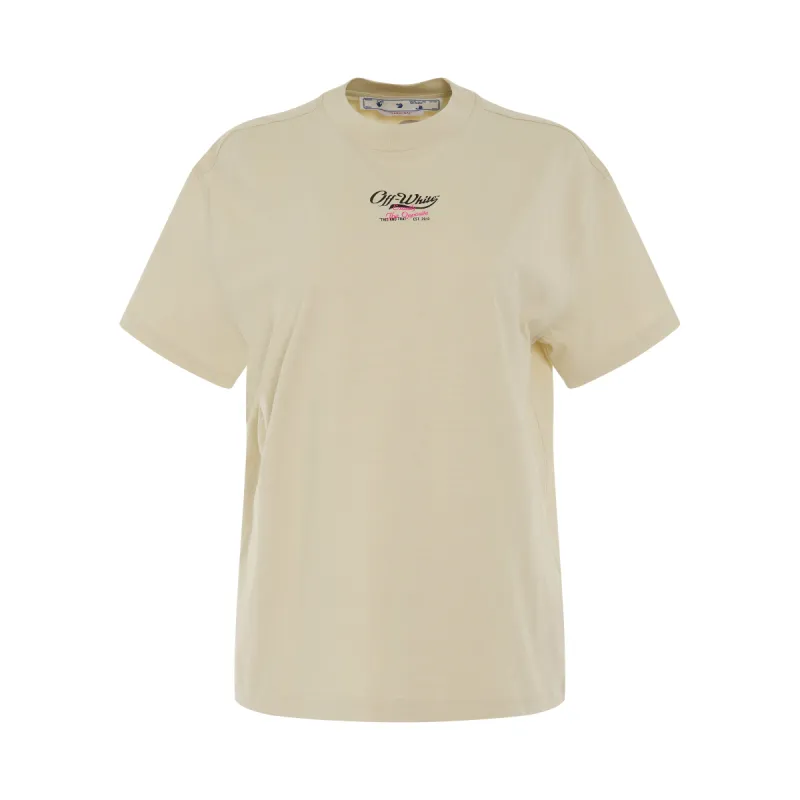 Embroidered Surf & Script Casual T-Shirt in Beige/Black sold by MARAIS