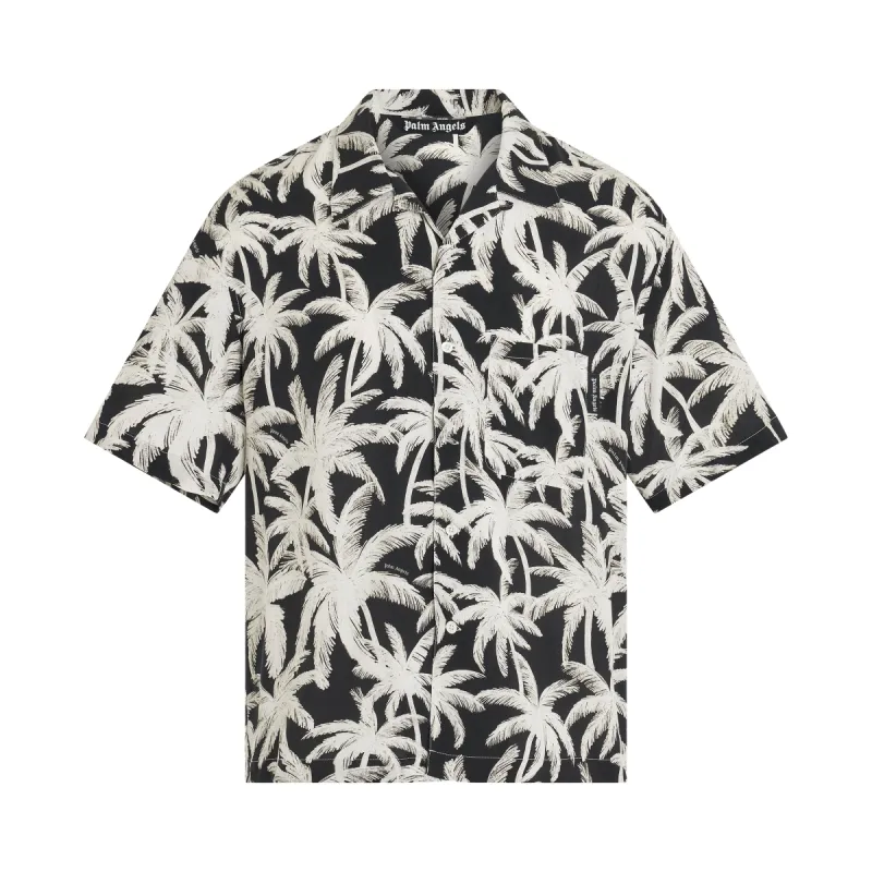 Palms Allover Short Sleeve Shirt in Black/Off White sold by MARAIS