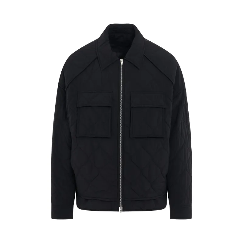 Quilted Nylon Shirt in Black sold by MARAIS