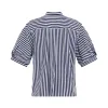 Cotton Poplin x Cotton Jersey T-Shirt in Navy/Stripe sold by MARAIS