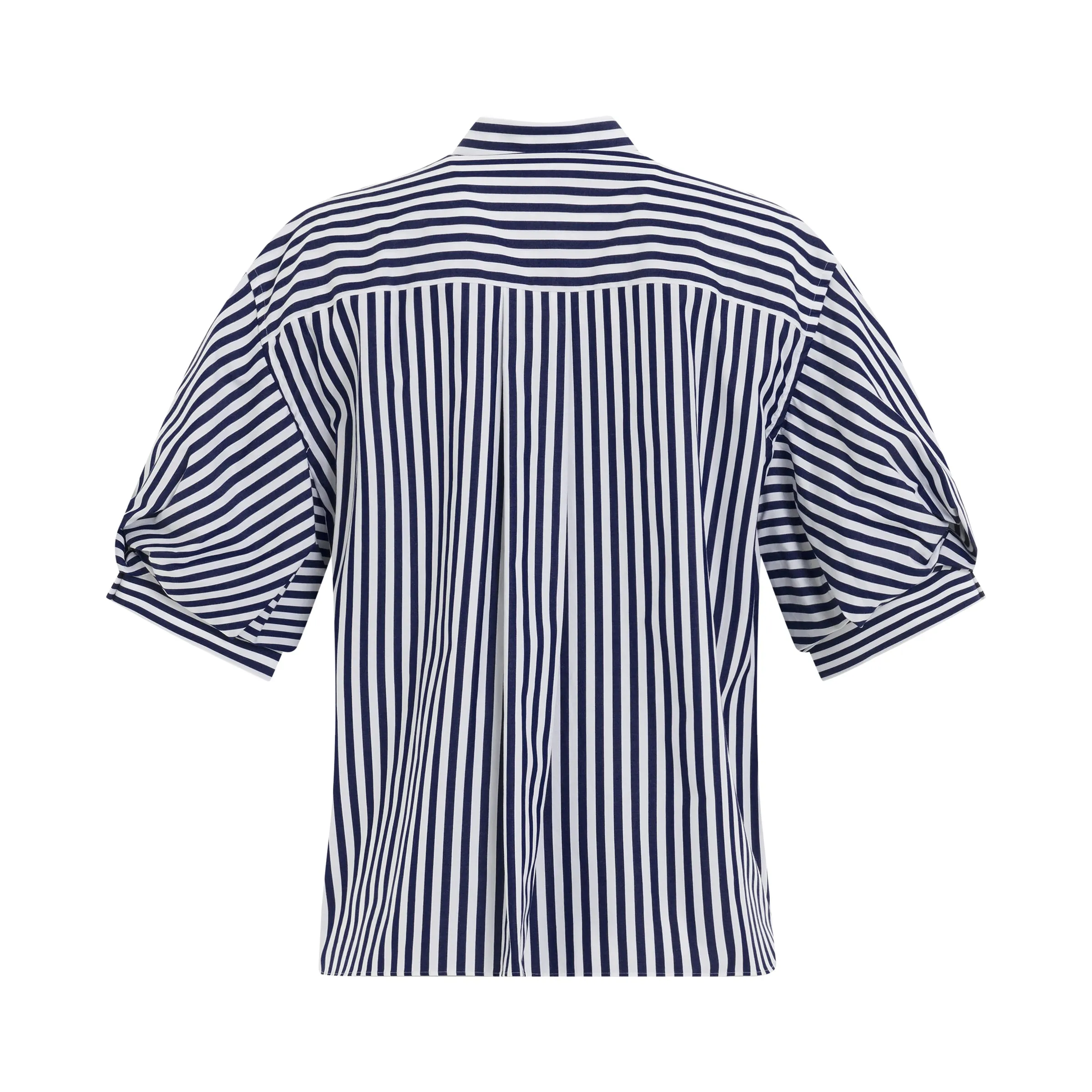 Cotton Poplin x Cotton Jersey T-Shirt in Navy/Stripe sold by MARAIS product image thumbnail 4