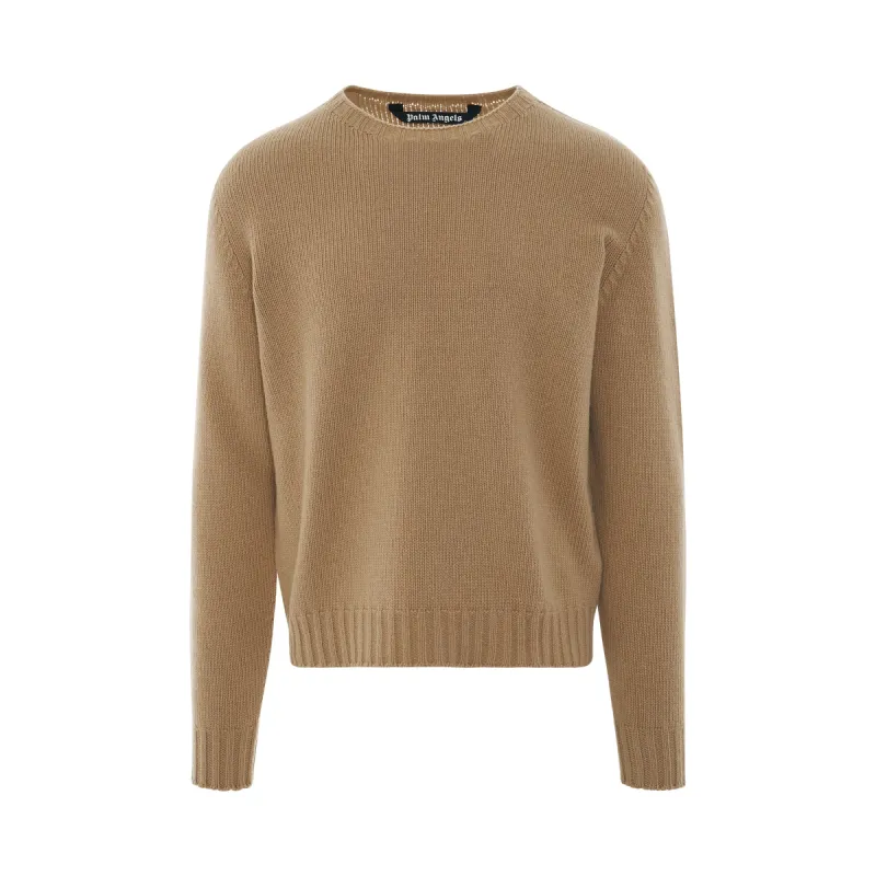 Curved Logo Sweater in Beige/White sold by MARAIS