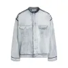 Collarless Denim Jacket in Icy Slip sold by MARAIS