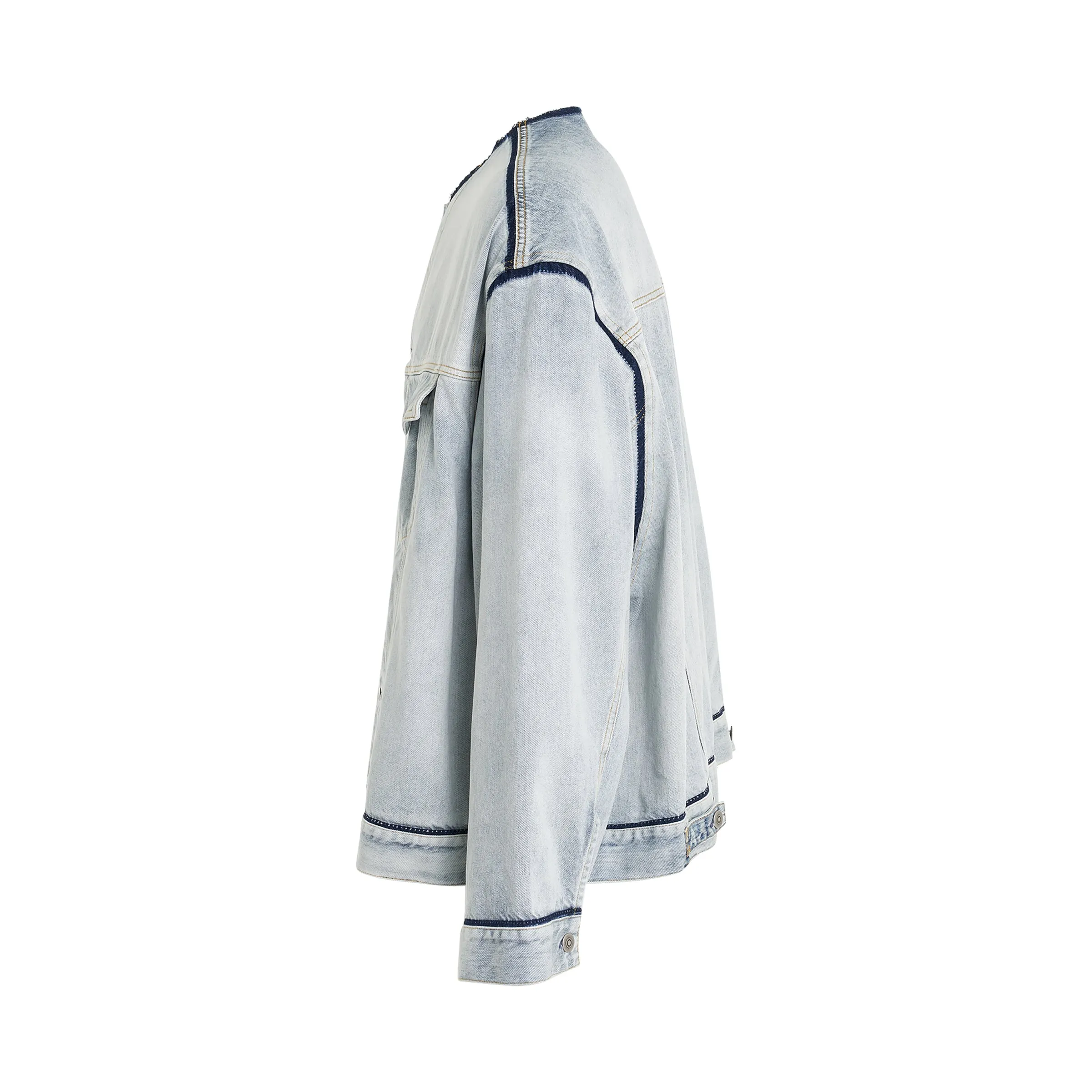 Collarless Denim Jacket in Icy Slip sold by MARAIS product image thumbnail 4