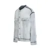 Collarless Denim Jacket in Icy Slip sold by MARAIS