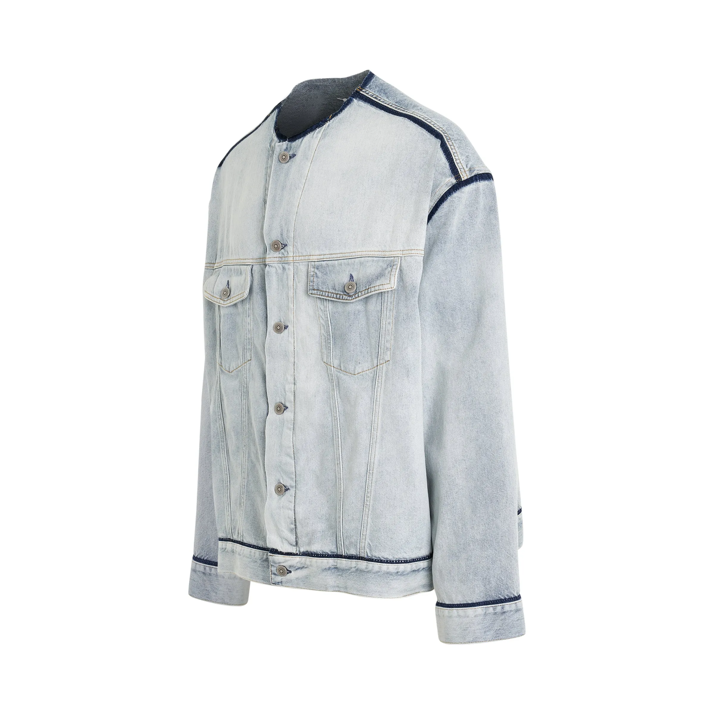 Collarless Denim Jacket in Icy Slip sold by MARAIS product image thumbnail 3