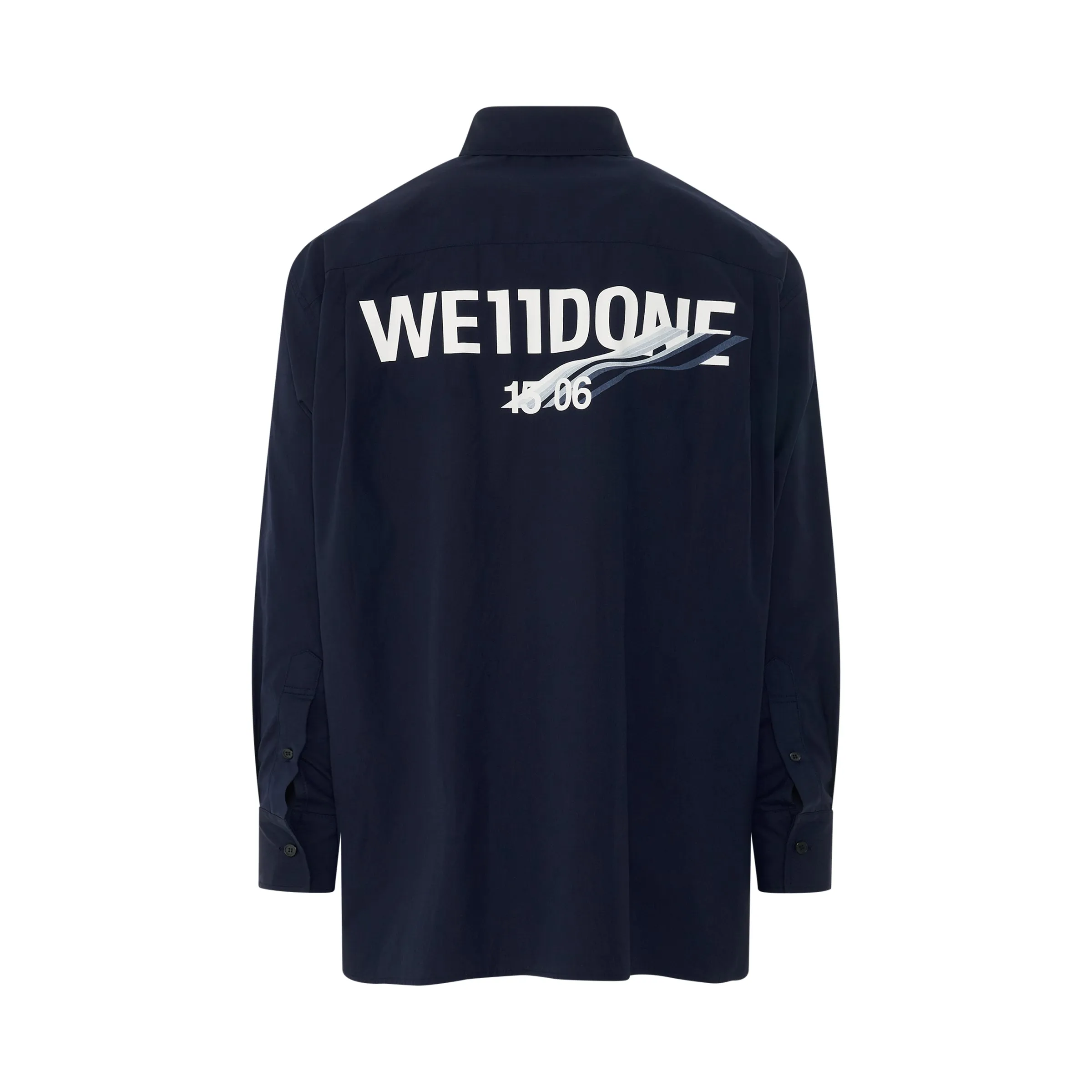 1506 Logo Print Cotton Shirt in Navy sold by MARAIS product image thumbnail 4