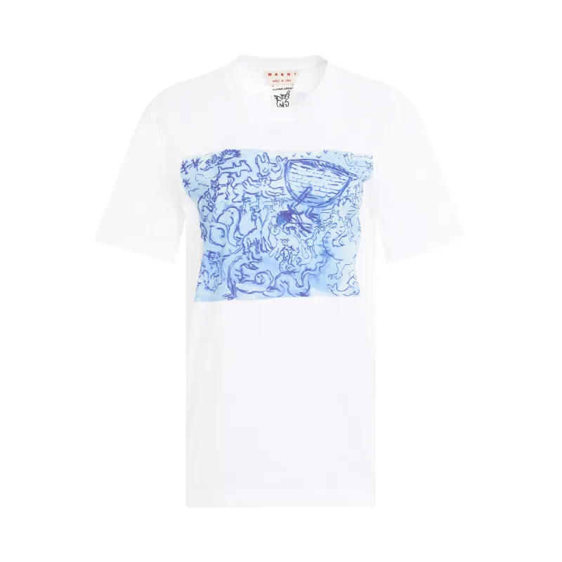 Print T-Shirt in Lily White sold by MARAIS