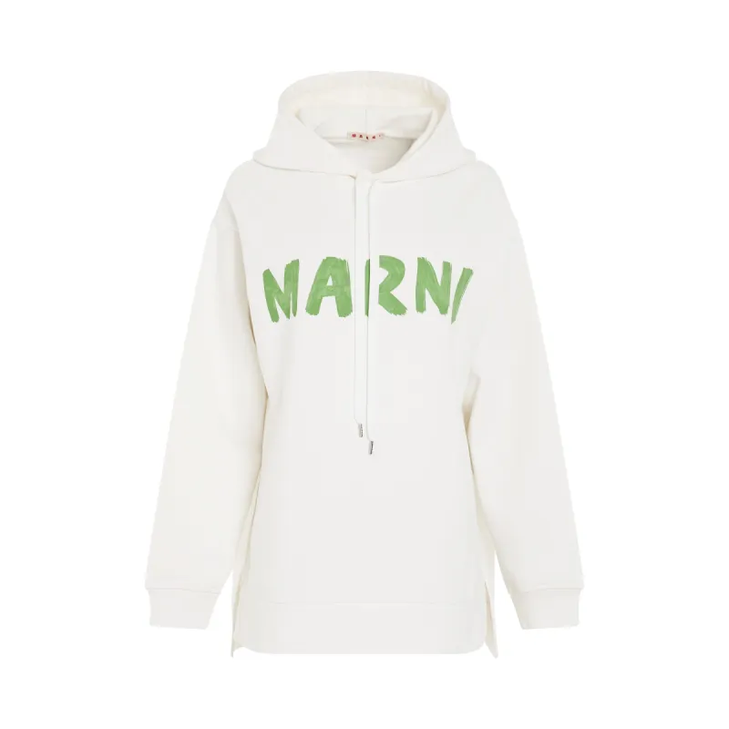 Logo Printed Hoodie in White sold by MARAIS