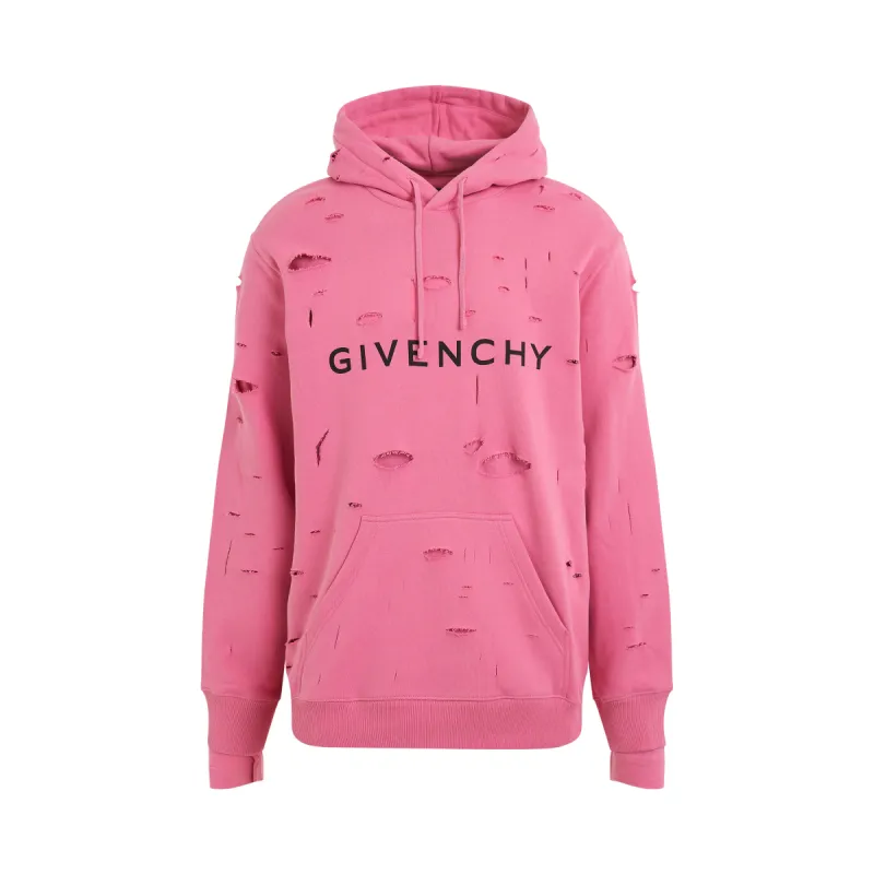 Archetype Hoodie with Destroyed Effect in Bright Pink sold by MARAIS