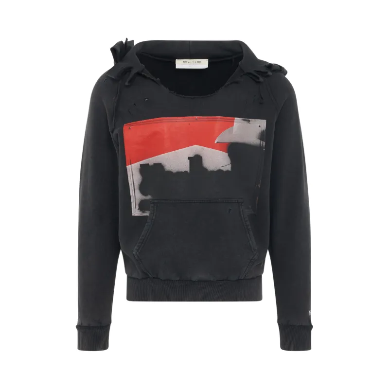 Destroyed Mark Hoodie in Black sold by MARAIS