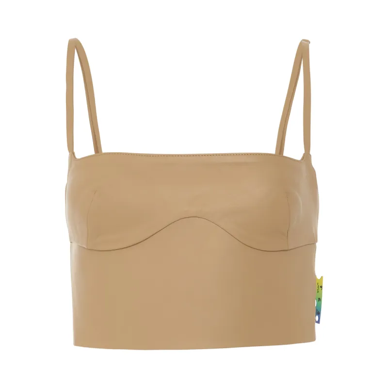 Leather Bustier in Camel sold by MARAIS