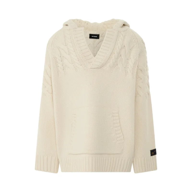 Chunky Cable Knit Hoodie in Ivory sold by MARAIS