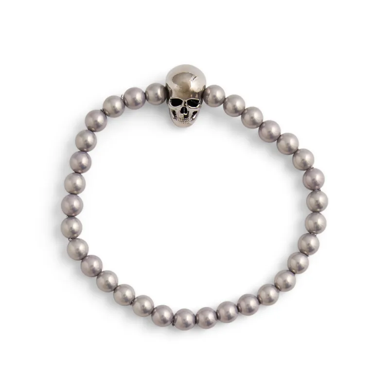 Skull Beaded Bracelet in Silver sold by MARAIS