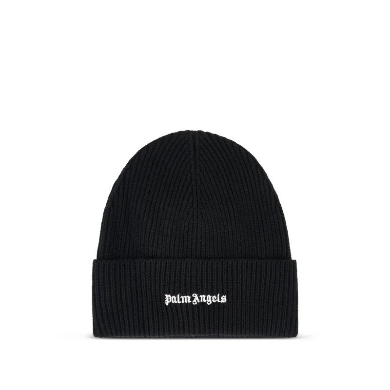 Classic Logo Ribbed Beanie in Black/White sold by MARAIS