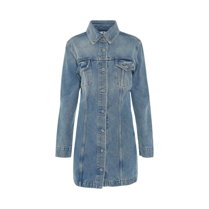 Denim Mini Dress in Light Blue sold by MARAIS