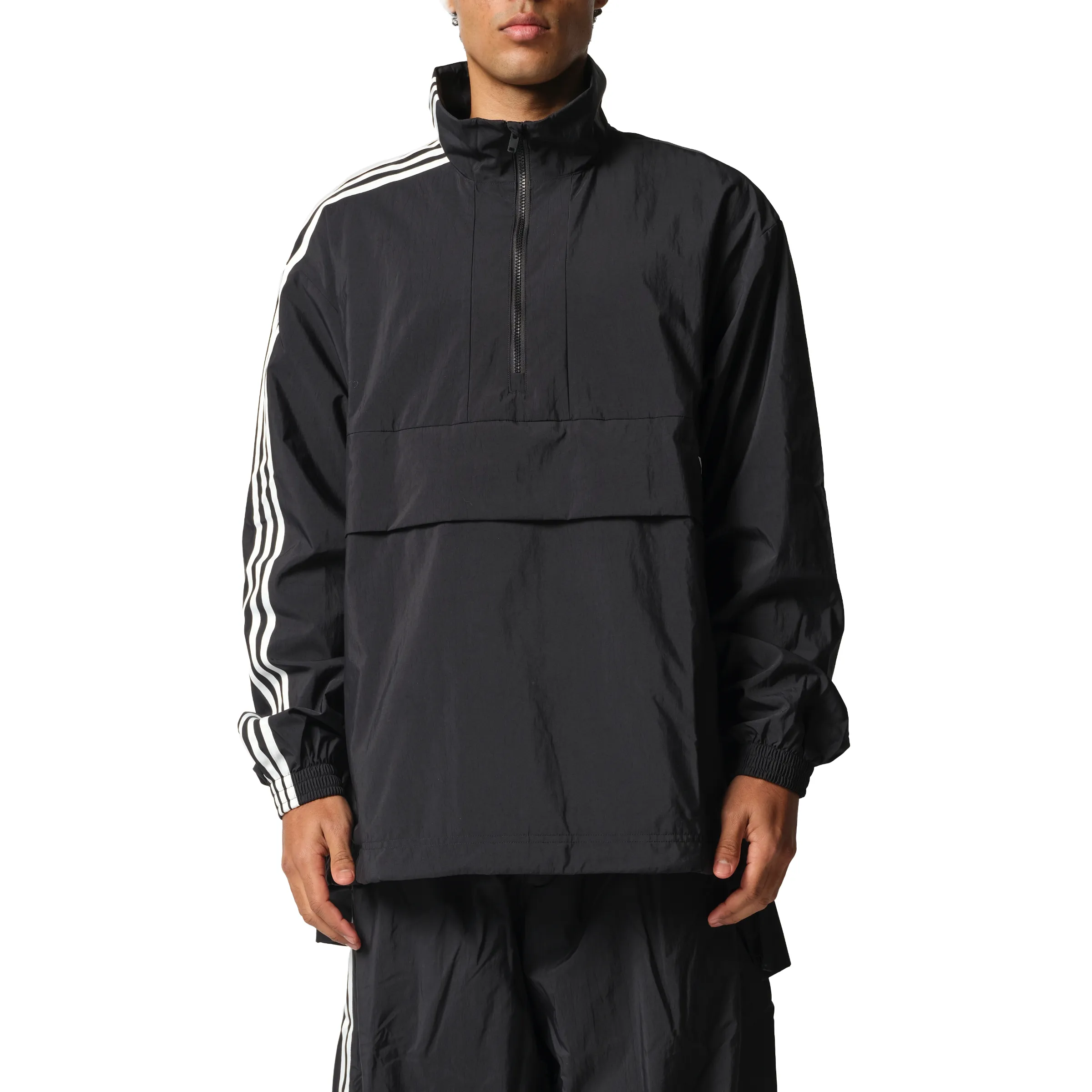 3 Stripe Nylon Anorak in Black sold by MARAIS