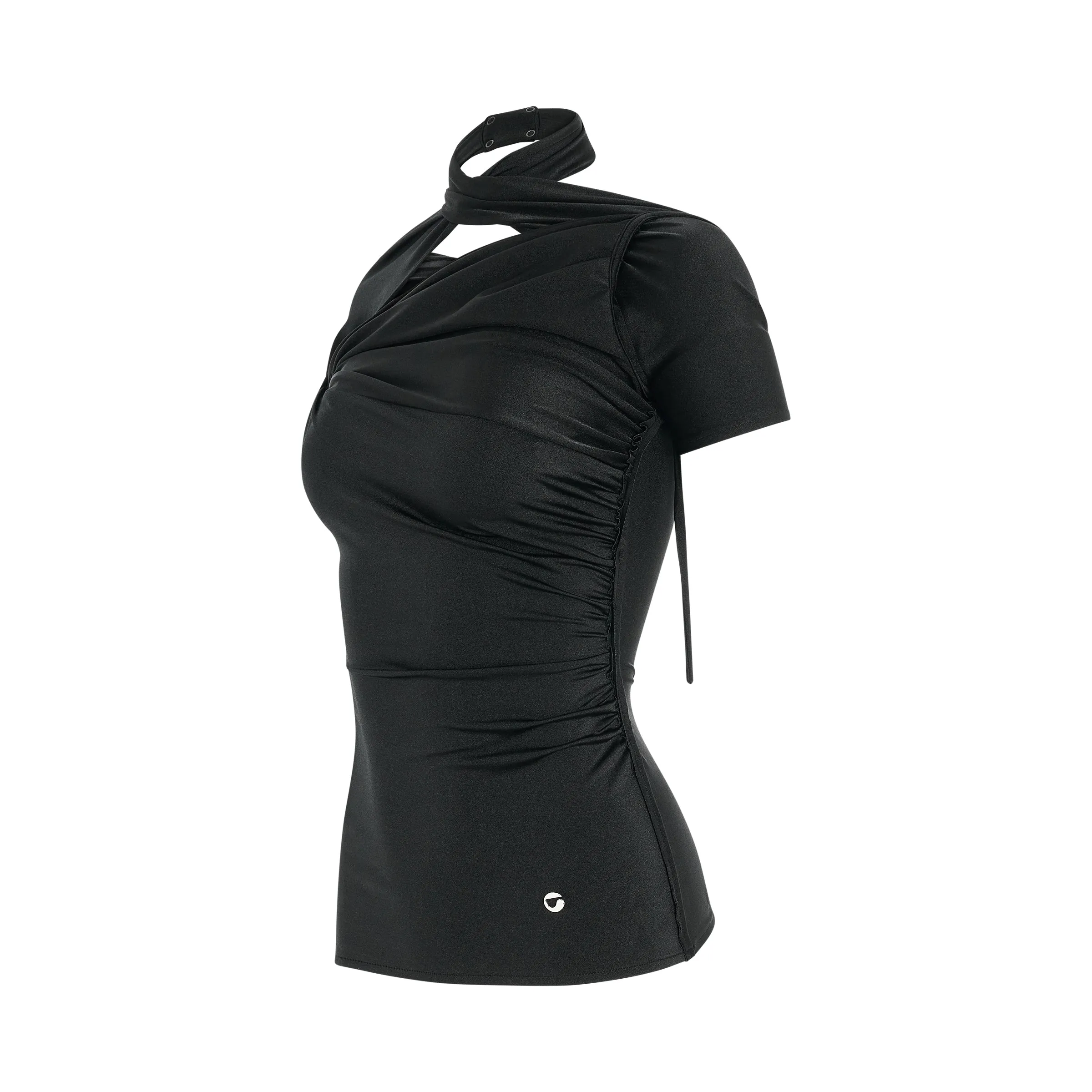 Asymmetric Draped Jersey Top in Black sold by MARAIS product image thumbnail 2