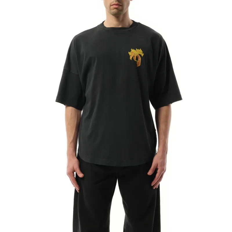 Burning Palm Over T-Shirt in Black/Gold sold by MARAIS