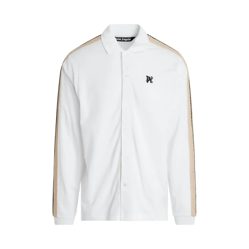 Monogram Track Long Sleeve Polo in Off White sold by MARAIS