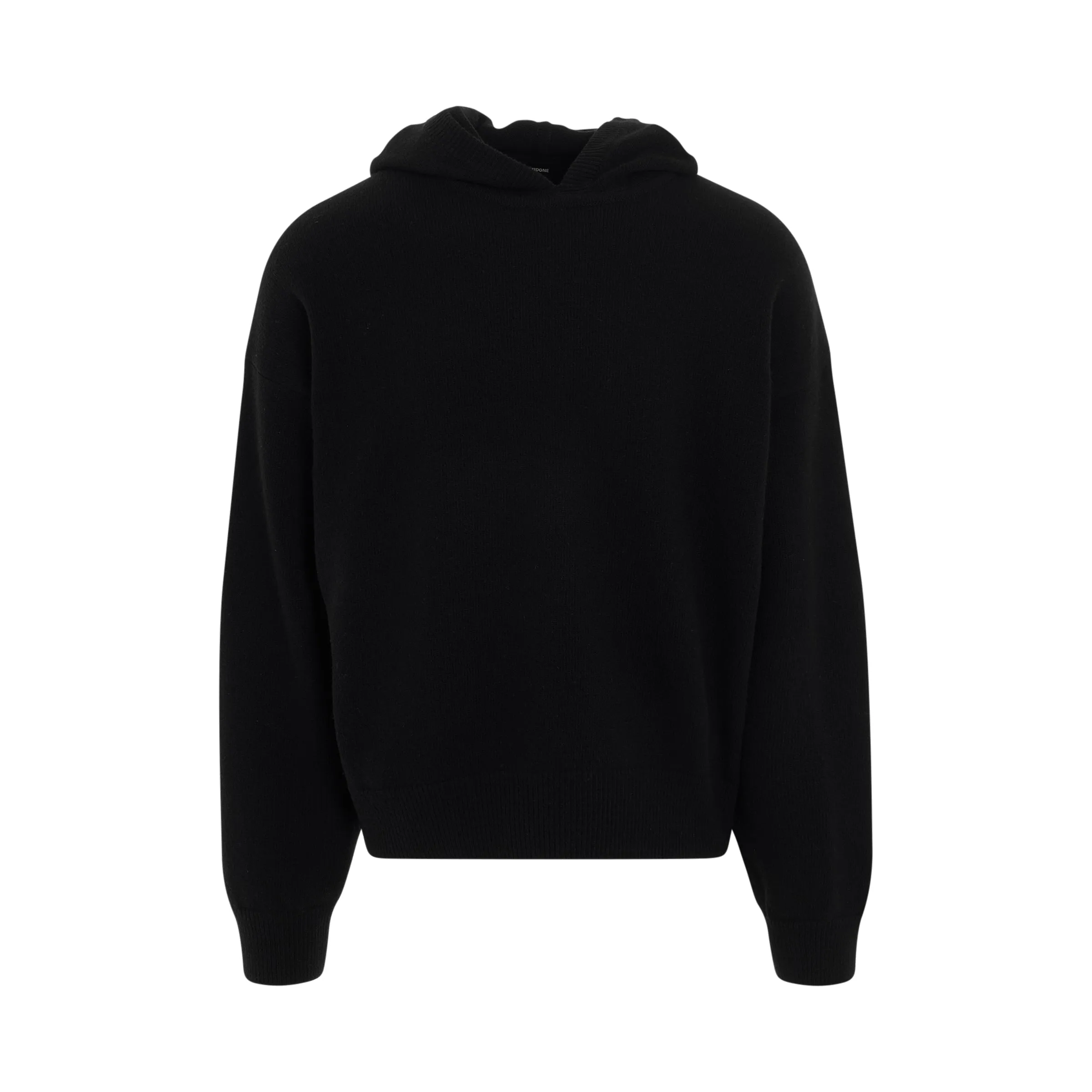 Oversized Basic Knit Hoodie in Black sold by MARAIS