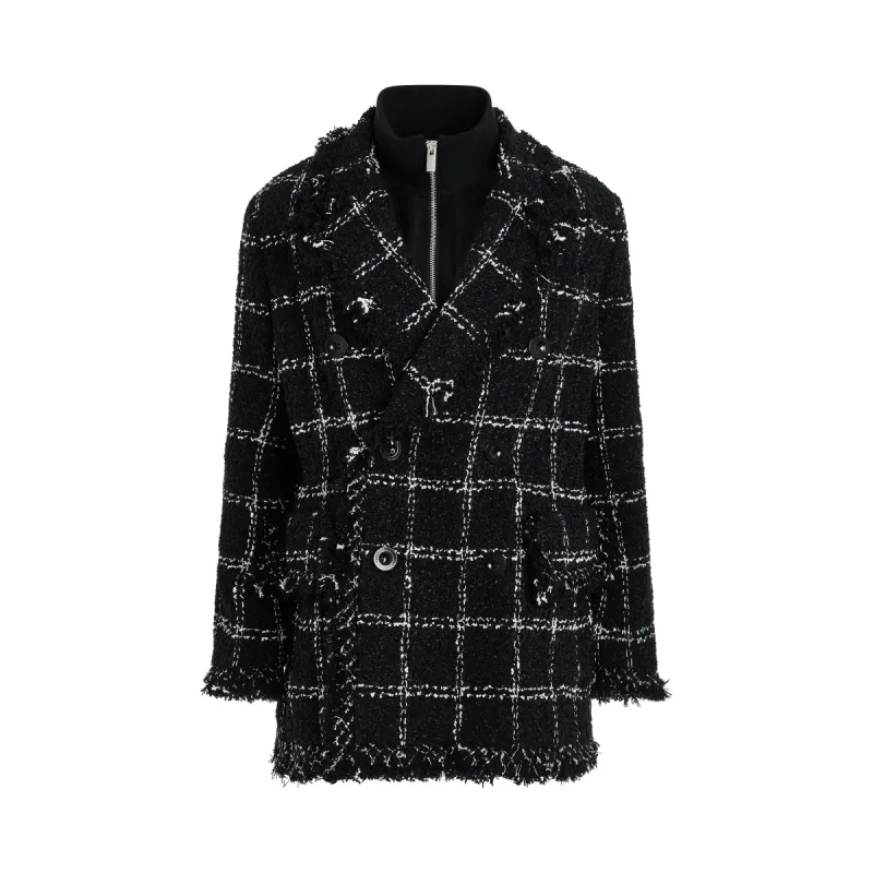 Layered Tweed Jacket in Black made by MARAIS