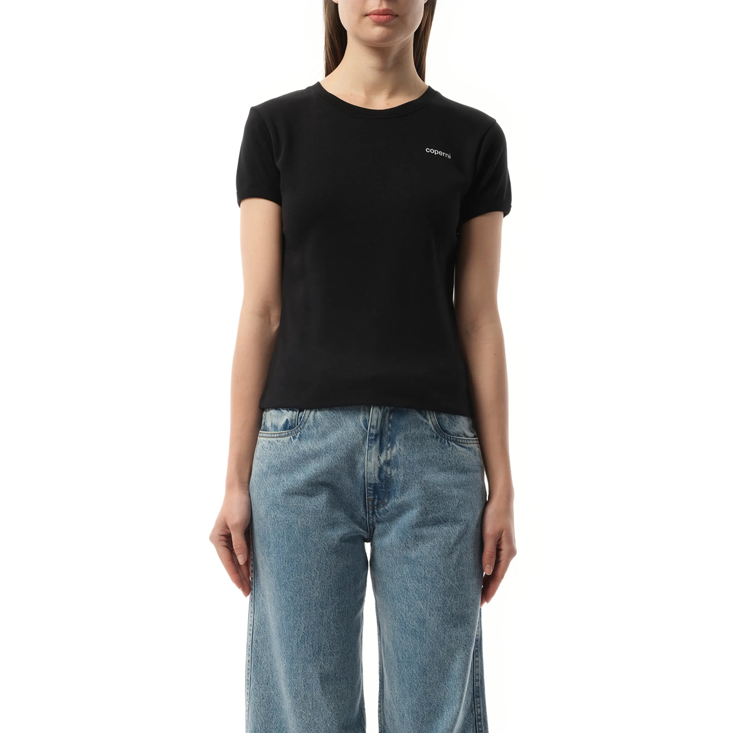 Logo Slim Fit T-Shirt in Black/White sold by MARAIS