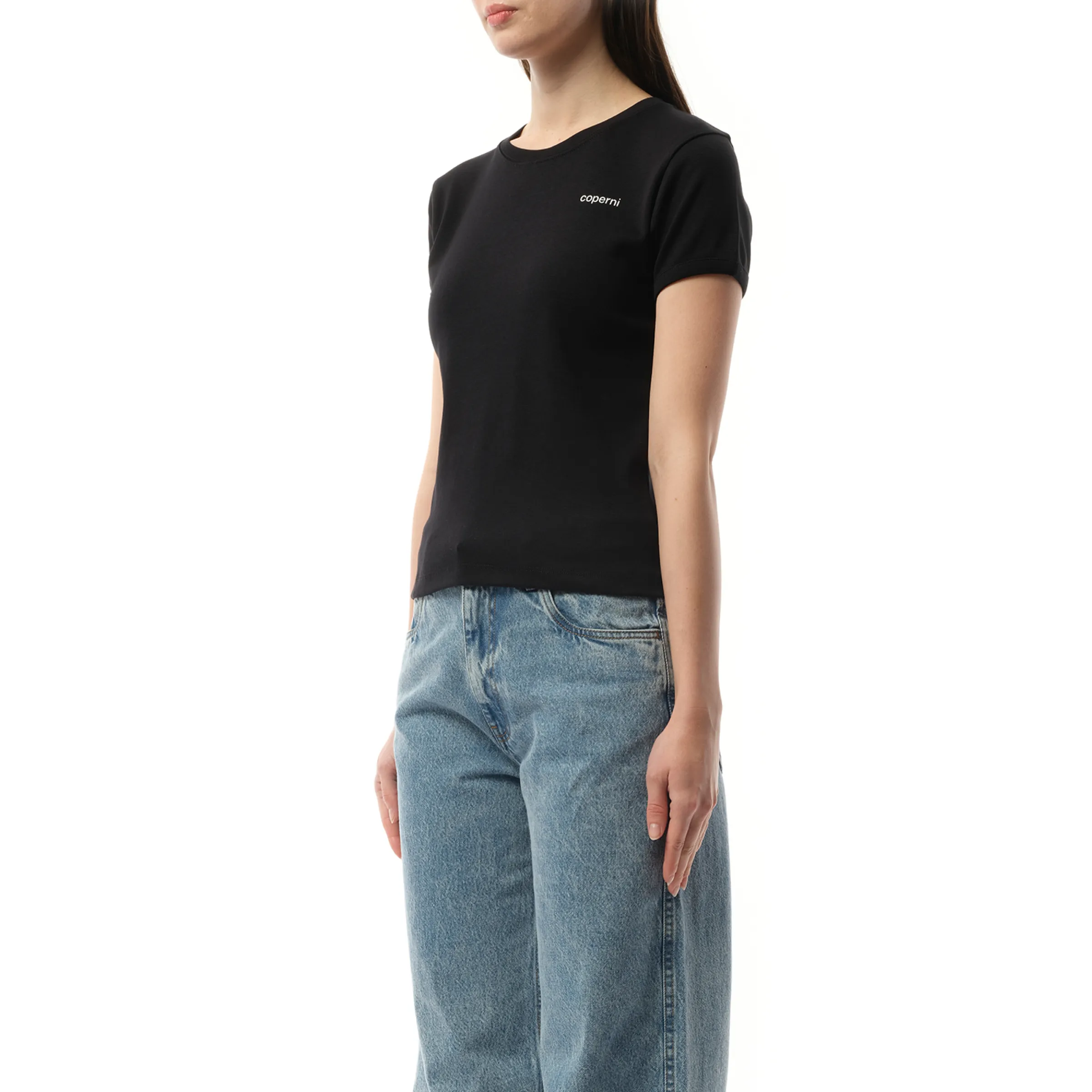 Logo Slim Fit T-Shirt in Black/White sold by MARAIS product image thumbnail 5