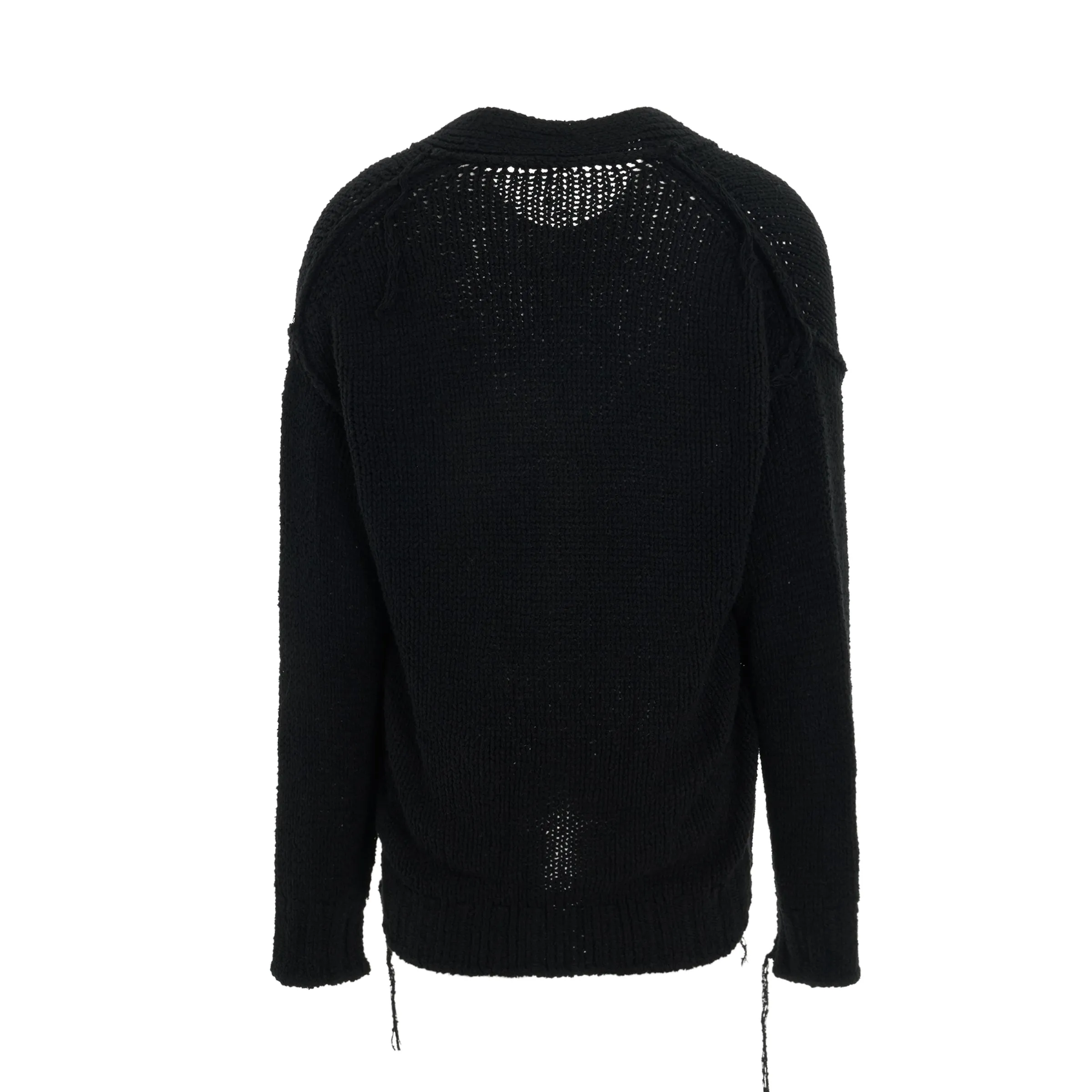 Knit Cardigan with Ribbed Waistband in Black sold by MARAIS product image thumbnail 4