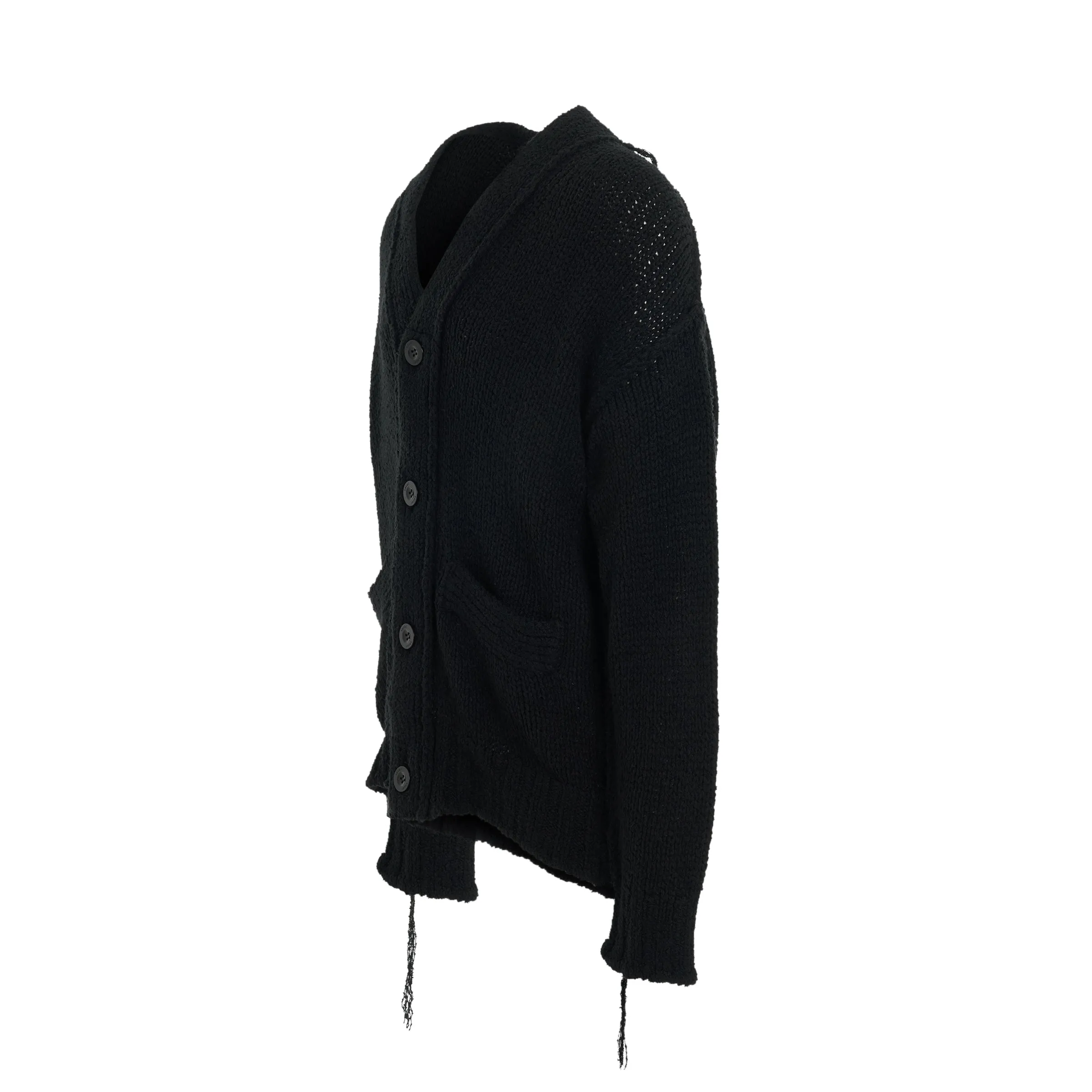Knit Cardigan with Ribbed Waistband in Black sold by MARAIS product image thumbnail 2