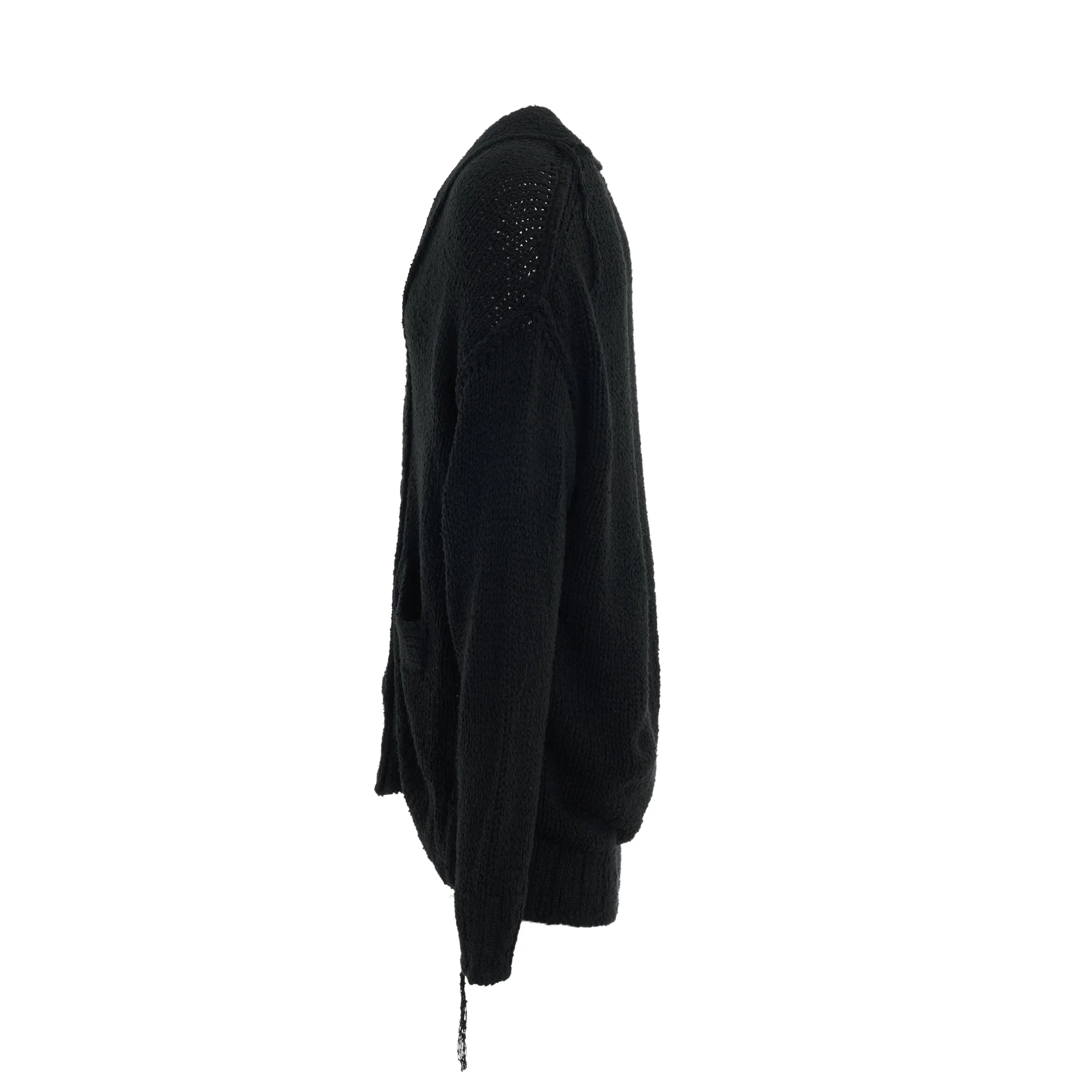 Knit Cardigan with Ribbed Waistband in Black sold by MARAIS product image thumbnail 3