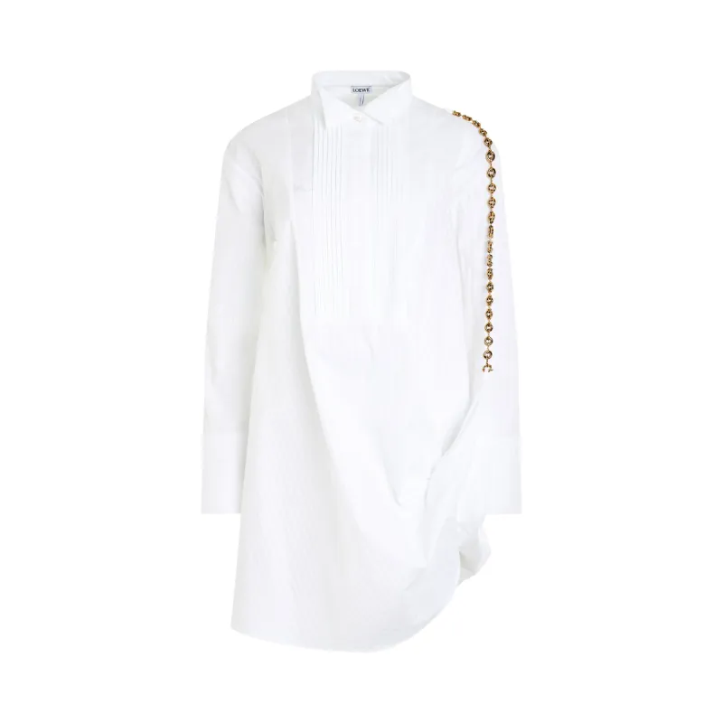 Chain Shirt Dress in Optic White made by Loewe