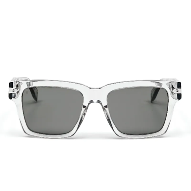 Crystal Square Acetate Sunglasses with Solid Smoke Lens sold by MARAIS