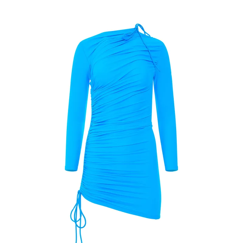 Mini Matte Spandex Dress in Cyan sold by MARAIS
