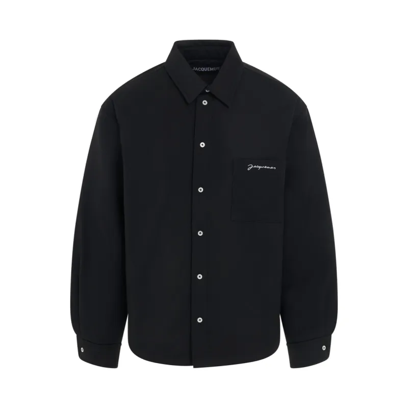 Boulanger Virgin Wool Puffed Overshirt in Black made by Jacquemus
