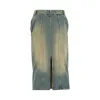 Pleated Denim Skirt in Dirty Wash sold by MARAIS