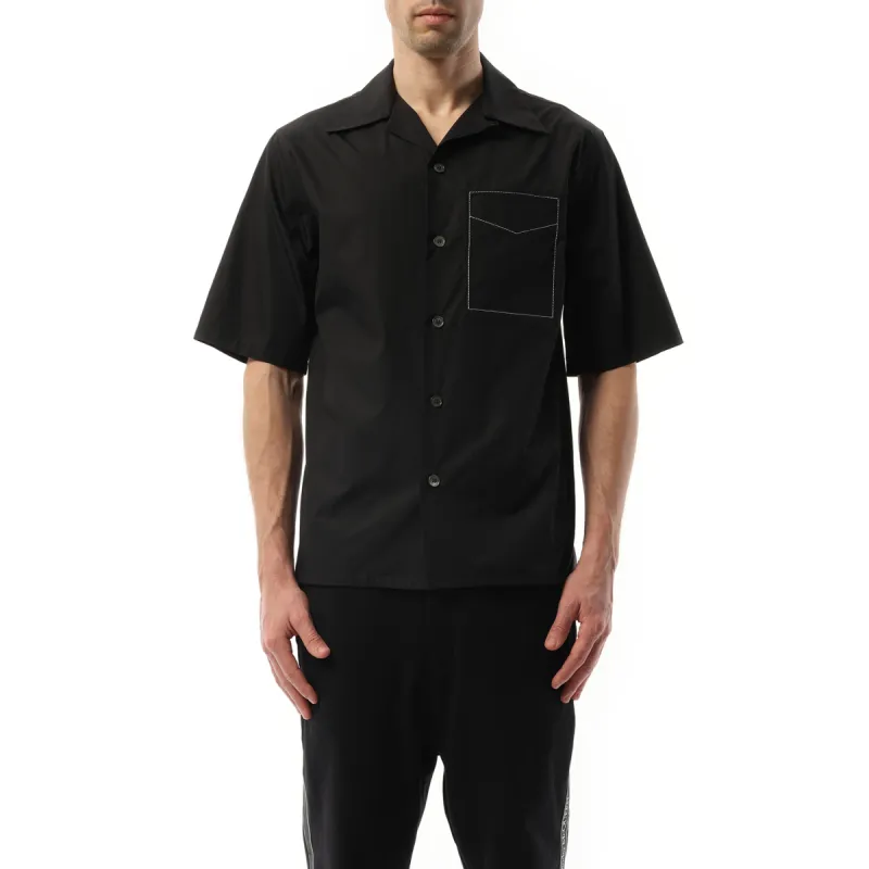 Contrast Stitch Hawaiian Shirt in Black sold by MARAIS