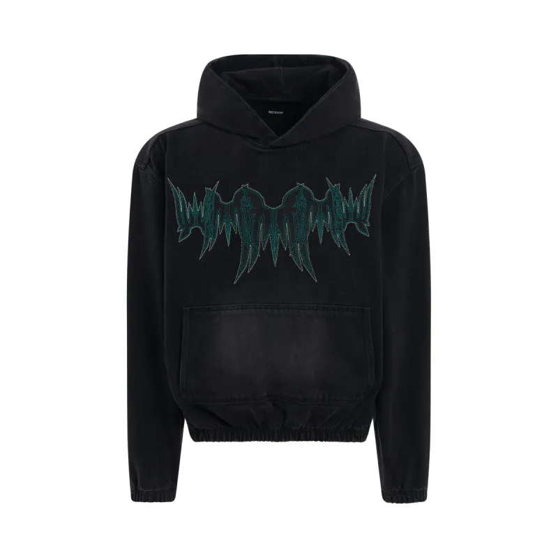 Washed Western Embroidered Hoodie in Black sold by MARAIS