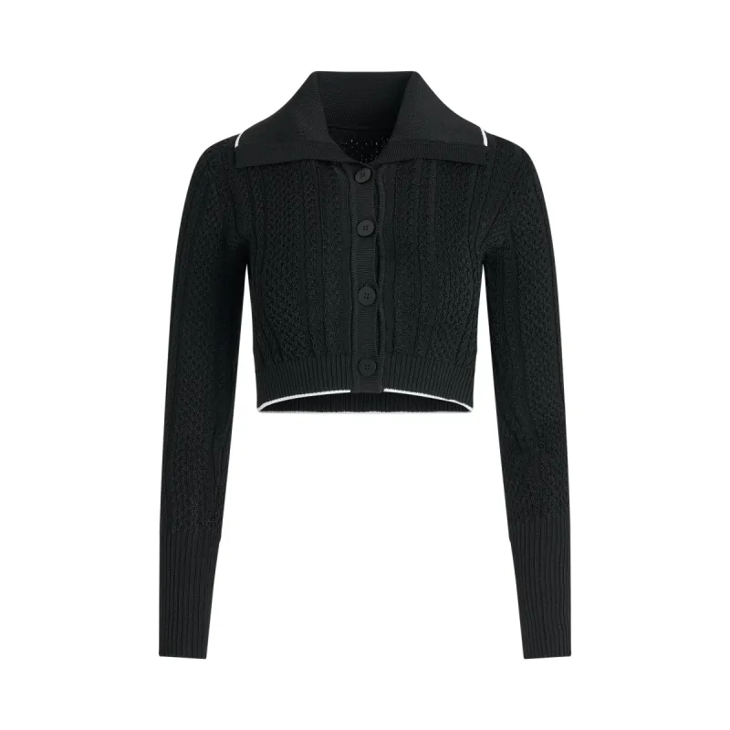 Bela Cropped Cardigan in Black sold by MARAIS