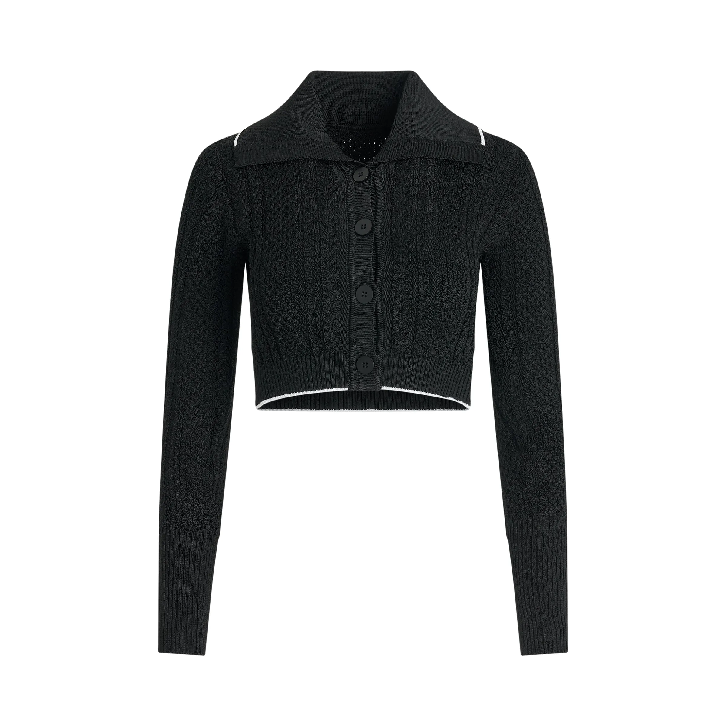 Bela Cropped Cardigan in Black sold by MARAIS