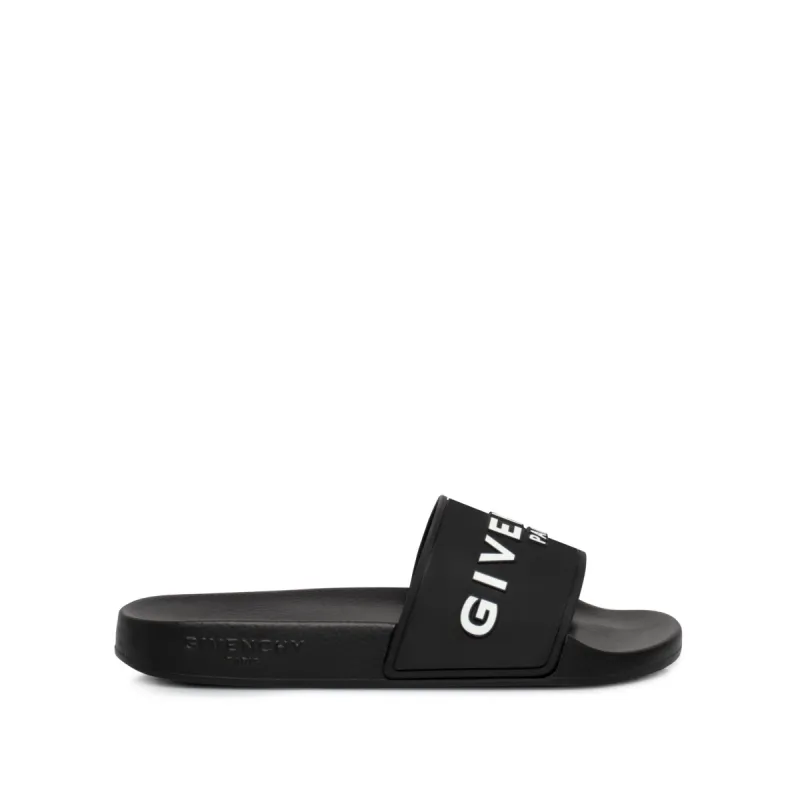 Logo Flat Sandal in Black sold by MARAIS