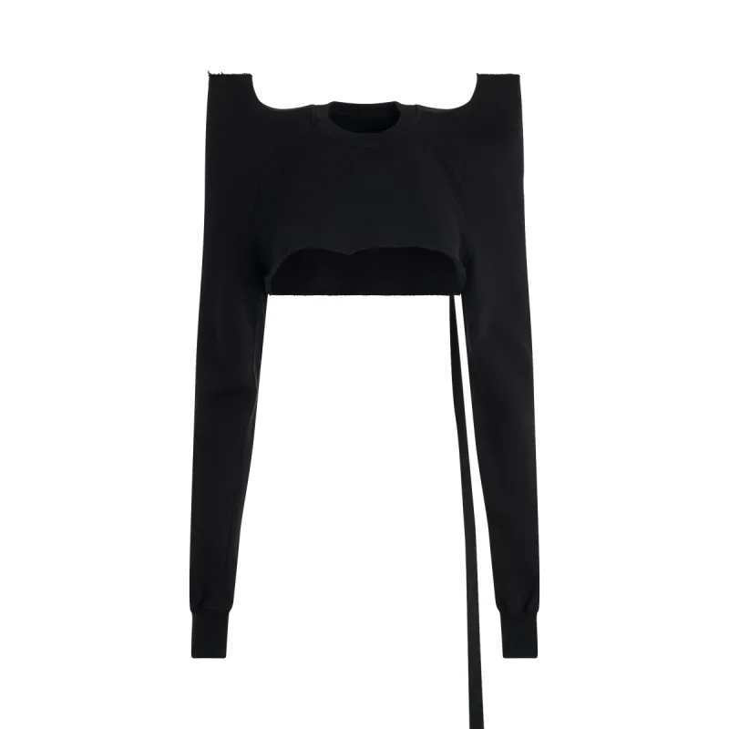 Cropped Tec Sweatshirt in Black sold by MARAIS
