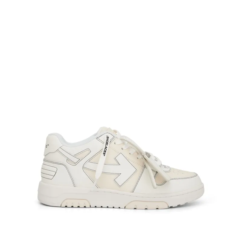 Out of Office Calf Leather Sneaker in Cream/White sold by MARAIS
