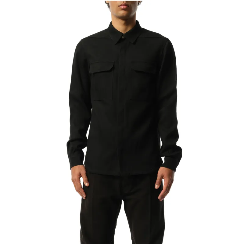 Wool Drill Outer Shirt in Black made by Rick Owens
