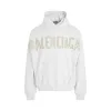 Tape Logo Ripped Pocket Hoodie in White sold by MARAIS