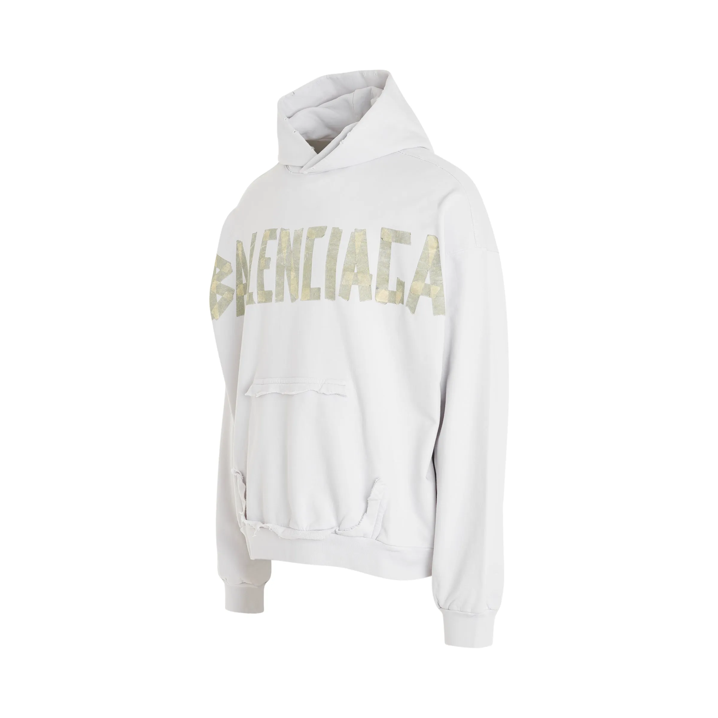 Tape Logo Ripped Pocket Hoodie in White sold by MARAIS product image thumbnail 2